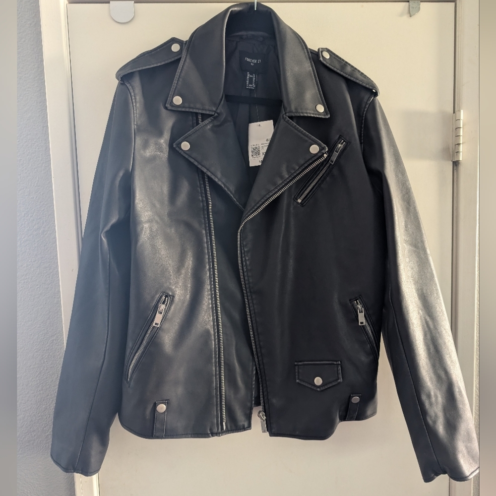 Forever 21 Men's Black Faux Leather Jacket